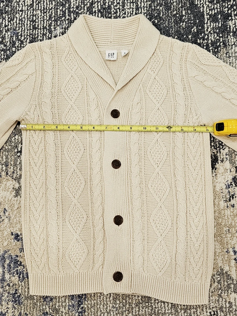GAP Cream Cable-Knit Shawl Collar Cardigan
